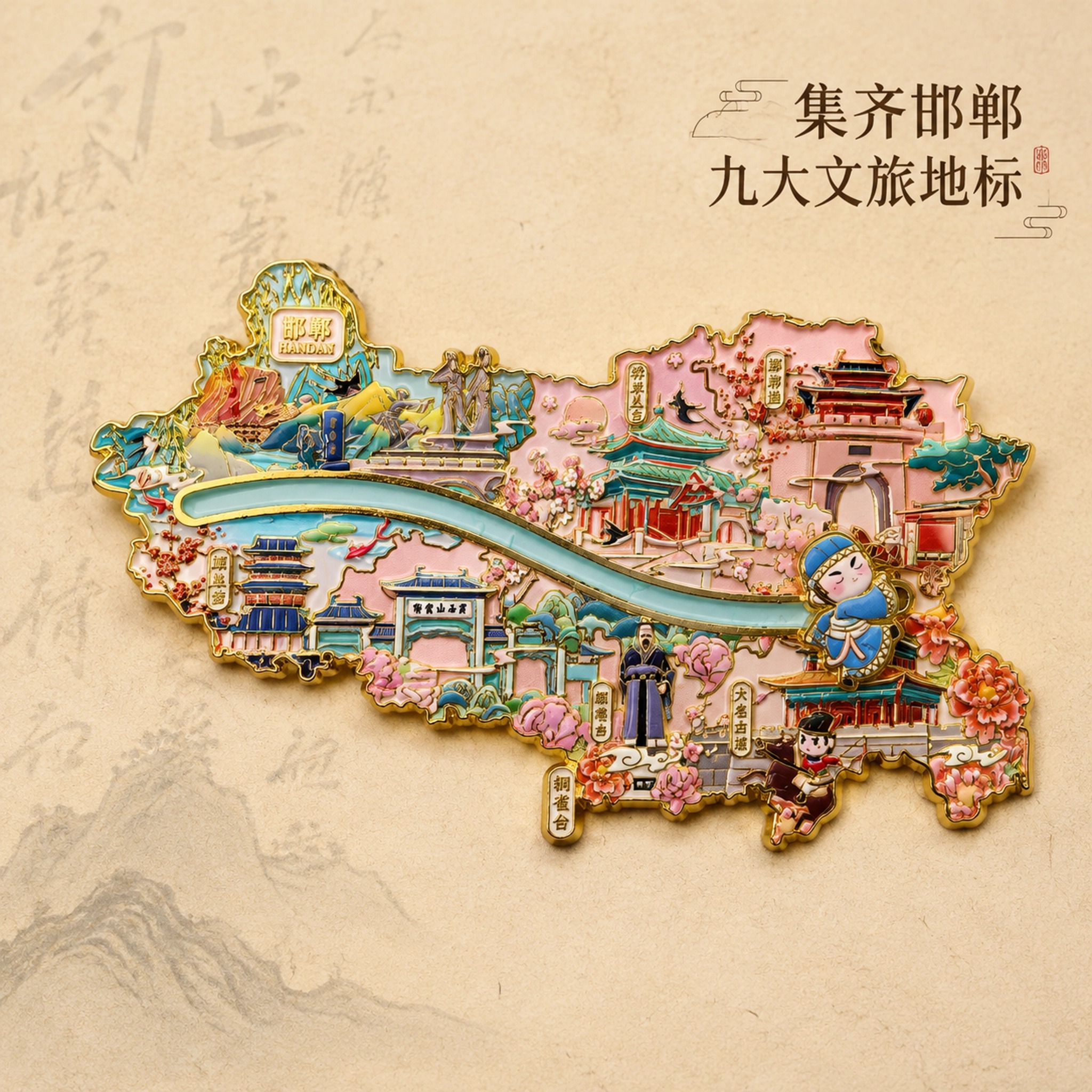 邯郸地图冰箱贴