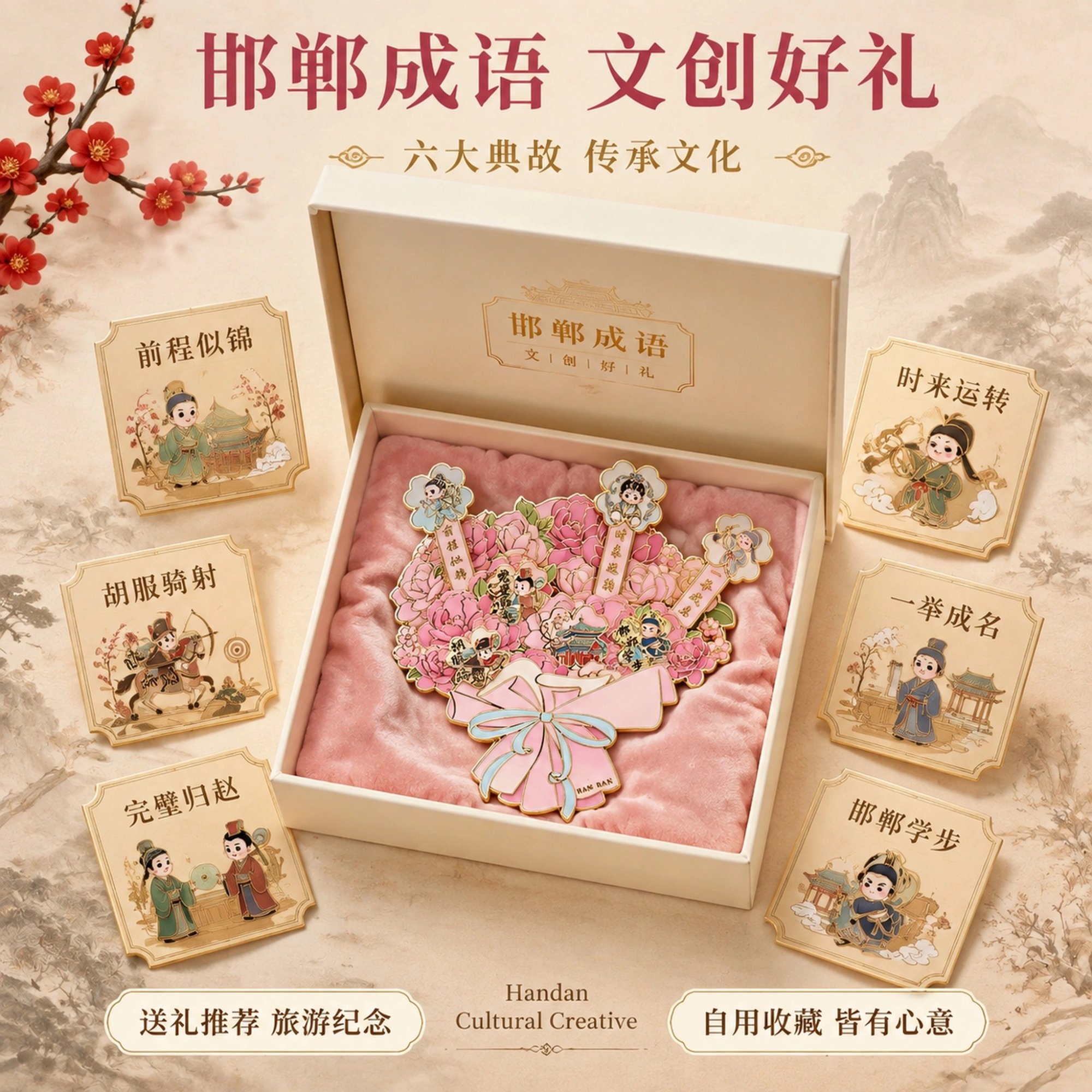 邯郸成语花束可拆卸金属冰箱贴