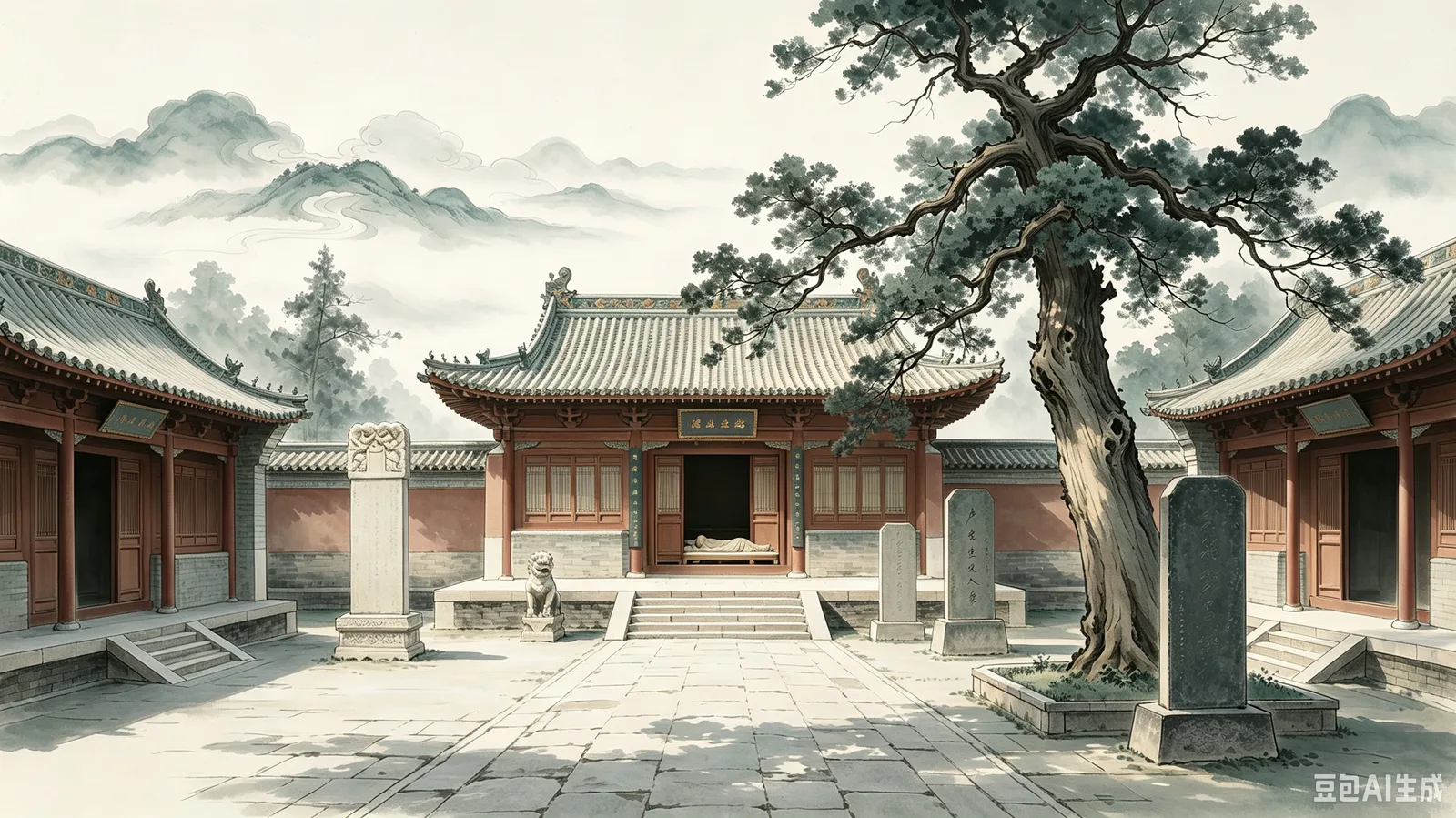 黄粱梦吕仙祠卢生殿，黄粱一梦典故古建庭院