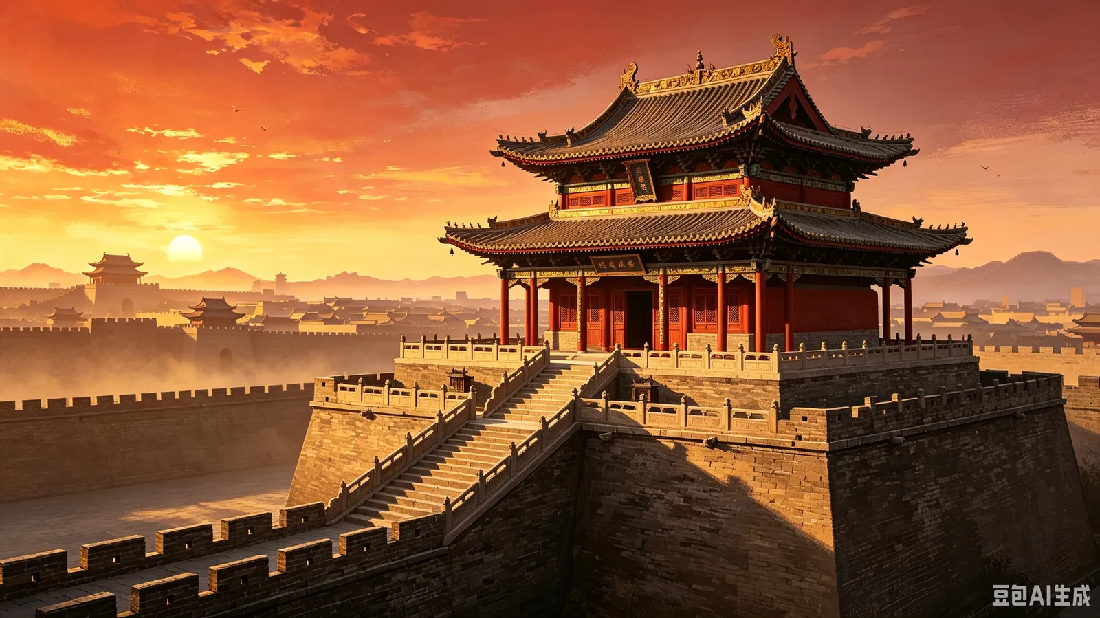 武灵丛台全景，邯郸丛台公园，战国赵武灵王阅兵高台